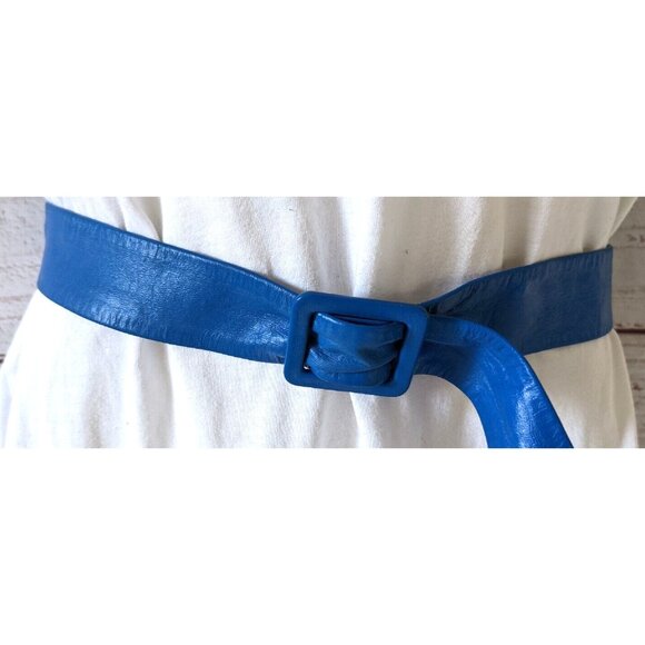 VTG Emmanuel 2 Women's Leather Belts Green Blue Soft Unlined Size M/L Canada - Picture 3 of 12